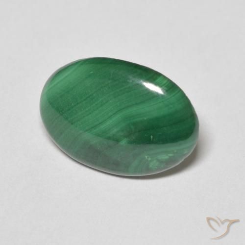 3.67 ct Green Malachite Stone, Natural Malachite in Oval Cabochon Shape for Sale
