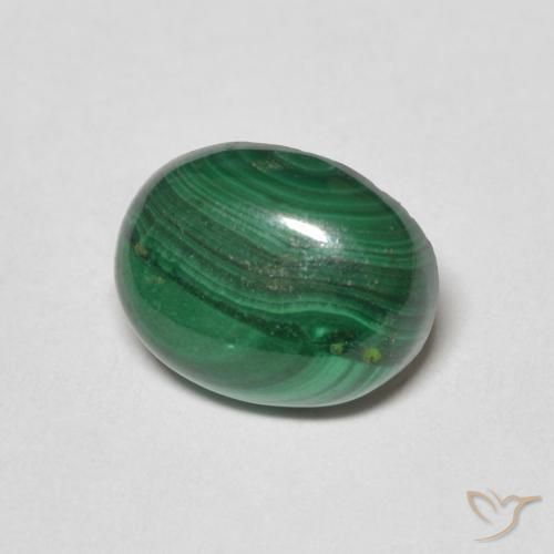 3.17 ct Green Malachite Stone, Natural Malachite in Oval Cabochon Shape for Sale