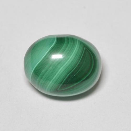 Malaquita Verde Cabujón Óvalo de 10,1 x 7,9mm de Congo, peso de 4.76ct, piedra preciosa No tratado de forma natural en claridad Opaco, Malaquita de 1 pieza: el color es Verde multicolor, dureza Mohs de 3.5 - 4, Photo A