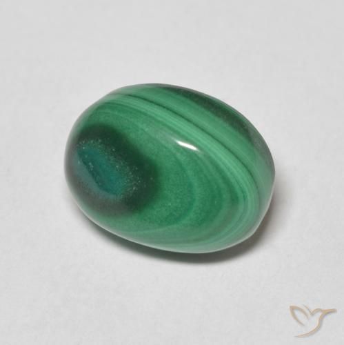 4.75 ct Green Malachite Stone, Natural Malachite in Oval Cabochon Shape for Sale