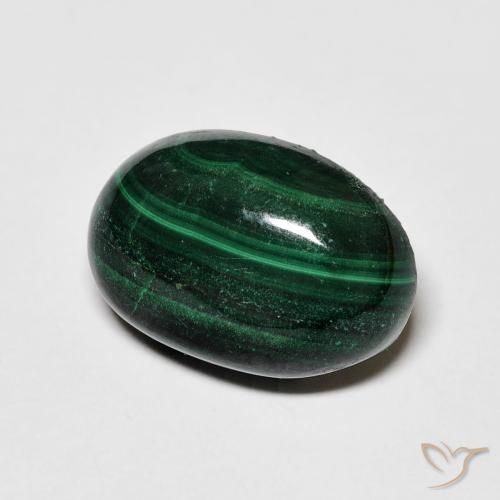 8.77 ct Green Malachite Stone, Natural Malachite in Oval Cabochon Shape for Sale