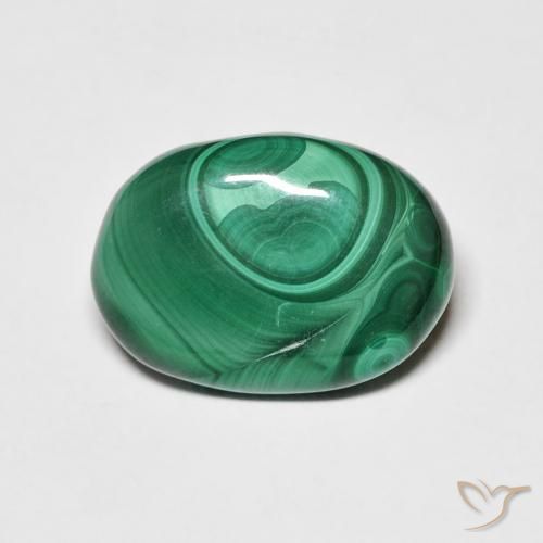 Malachite Vert oval cabochon du Congo, 15,4 x 11,3mm, poids de 9,29 ct, pierre gemme naturelle Non traité de pureté Opaque , 1 pièce de malachite, couleur Vert moyen, dureté Mohs de 3.5 à 4, Photo A