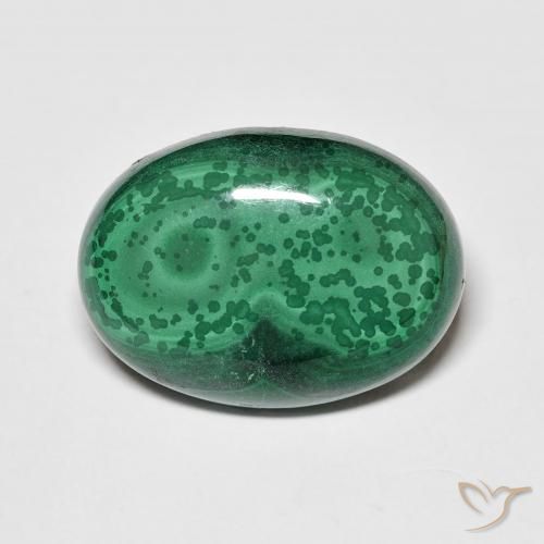 Malachite Vert oval cabochon du Congo, 20,3 x 14,8mm, poids de 21,52 ct, pierre gemme naturelle Non traité de pureté Opaque , 1 pièce de malachite, couleur Vert multicolore, dureté Mohs de 3.5 à 4, Photo A