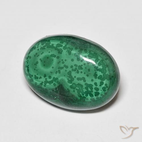 21.52 ct Green Malachite Stone, Natural Malachite in Oval Cabochon Shape for Sale