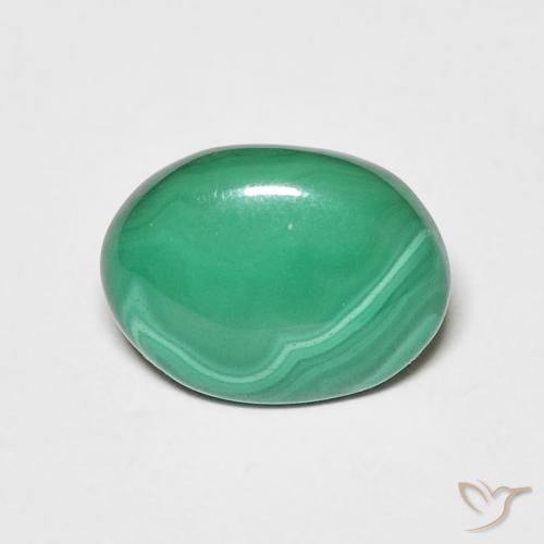 Malachite Vert Ovale 9 x 6,8mm du Congo, poids de 1,85 ct, pierre gemme naturelle Non traité de pureté Opaque , 1 pièce de malachite oval cabochon, couleur : Vert moyen, dureté de Mohs de 3.5 à 4, Photo A