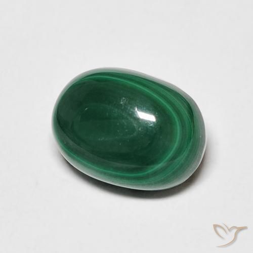 4.25 ct Green Malachite Stone, Natural Malachite in Oval Cabochon Shape for Sale