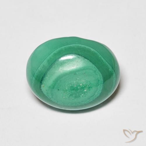 Malachite Vert oval cabochon 11,8 x 9,5mm du Congo, poids de 5,19 ct, pierre gemme naturelle Non traité de pureté Opaque , 1 pièce de malachite, couleur : Vert multicolore, dureté de Mohs de 3.5 à 4, Photo A