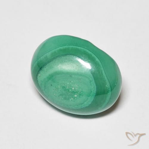 5.19 ct Green Malachite Stone, Natural Malachite in Oval Cabochon Shape for Sale