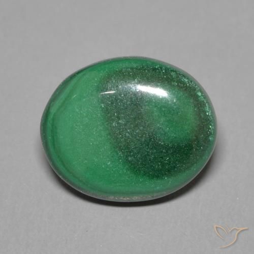 2.86ct Natural Green Malachite, Oval, Opaque