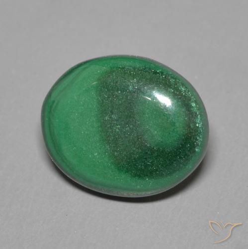 2.86 ct Green Malachite Stone, Natural Malachite in Oval Cabochon Shape for Sale