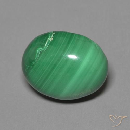 4.13 ct Green Malachite Stone, Natural Malachite in Oval Cabochon Shape for Sale