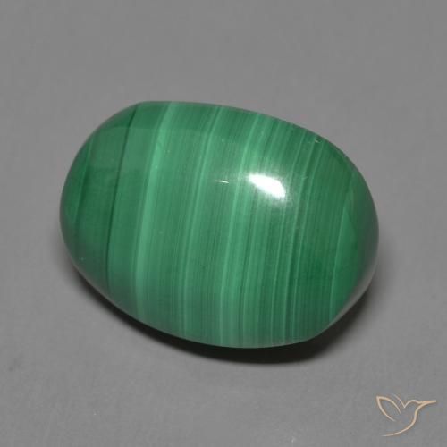 9.23 ct Green Malachite Stone, Natural Malachite in Oval Cabochon Shape for Sale