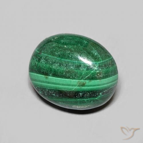 6.90 ct Green Malachite Stone, Natural Malachite in Oval Cabochon Shape for Sale