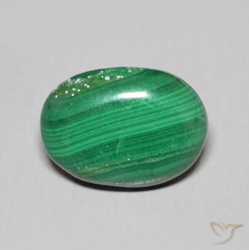 5.57 ct Oval Malachite, 13.2 x 9.8 mm From Congo, Photo A
