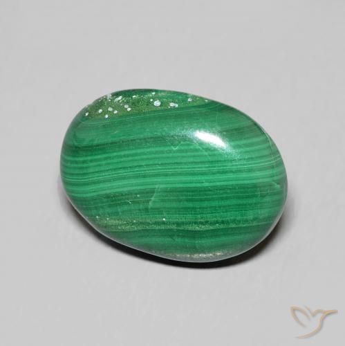 5.57 ct Green Malachite Stone, Natural Malachite in Oval Cabochon Shape for Sale