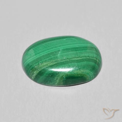 Malachite Gemstone in 13.2 x 9.8 mm Size for Sale, Malachite Stone in Green Color