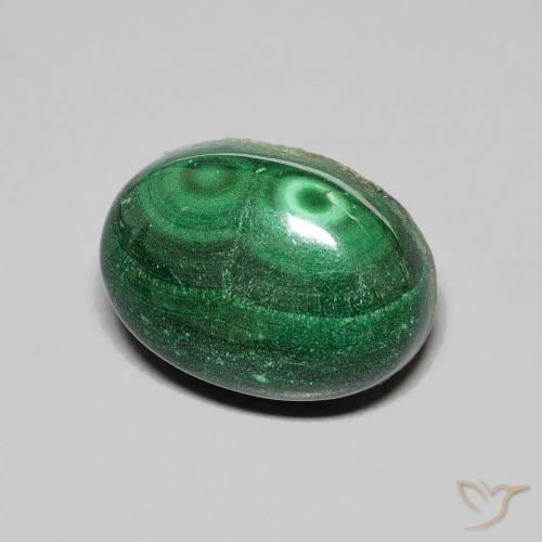 10.38 ct Green Malachite Stone, Natural Malachite in Oval Cabochon Shape for Sale