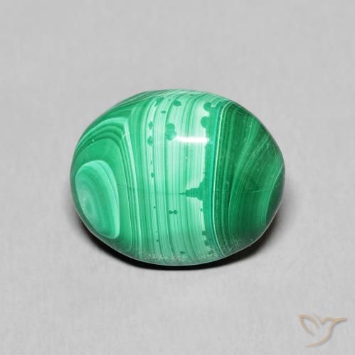 5.90 ct Green Malachite Gemstone, Malachite Gem in Oval Cabochon Shape for Sale.