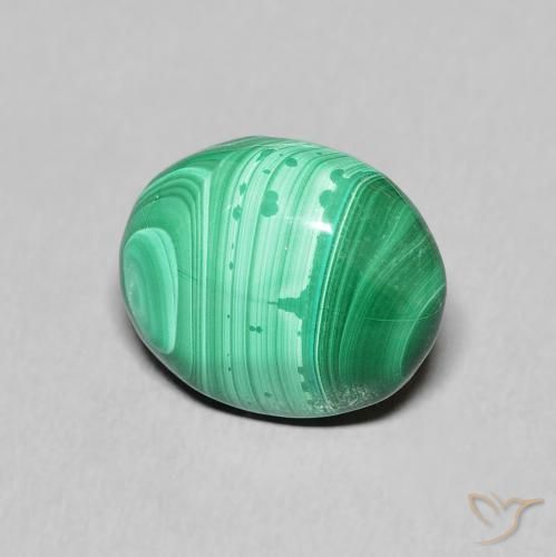 5.90 ct Green Malachite Stone, Natural Malachite in Oval Cabochon Shape for Sale