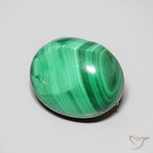6.68 ct Green Malachite Stone, Natural Malachite in Oval Cabochon Shape for Sale