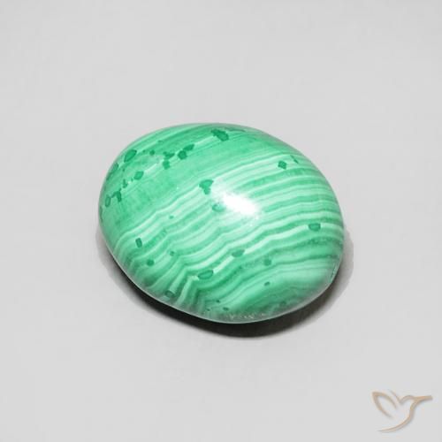 2.54 ct Green Malachite Stone, Natural Malachite in Oval Cabochon Shape for Sale