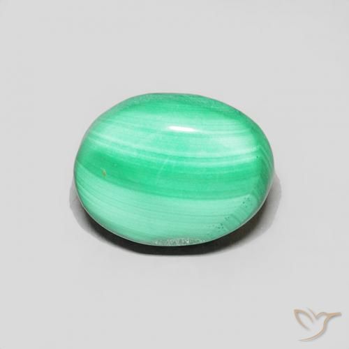 Malachite Vert Ovale 8,5 x 6,5mm du Congo, poids de 2,24 ct, pierre gemme naturelle Non traité de pureté Opaque , 1 pièce de malachite oval cabochon, couleur : Vert multicolore, dureté de Mohs de 3.5 à 4, Photo A