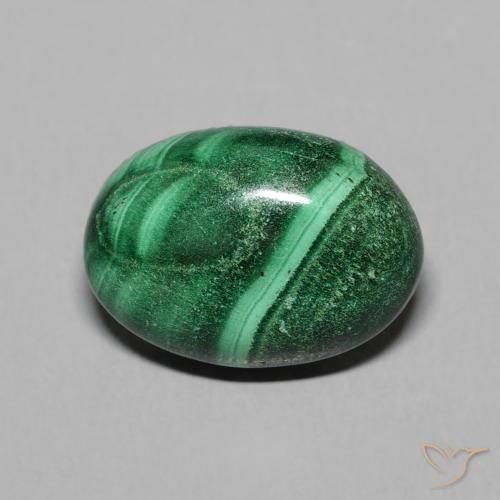 6.88ct Natural Medium Green Malachite, Oval, Opaque