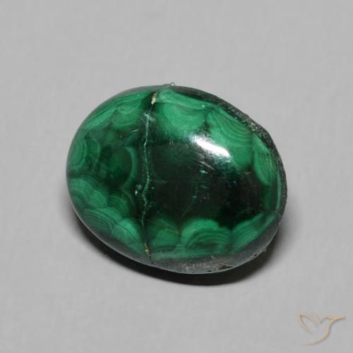4.46 ct Green Malachite Stone, Natural Malachite in Oval Cabochon Shape for Sale