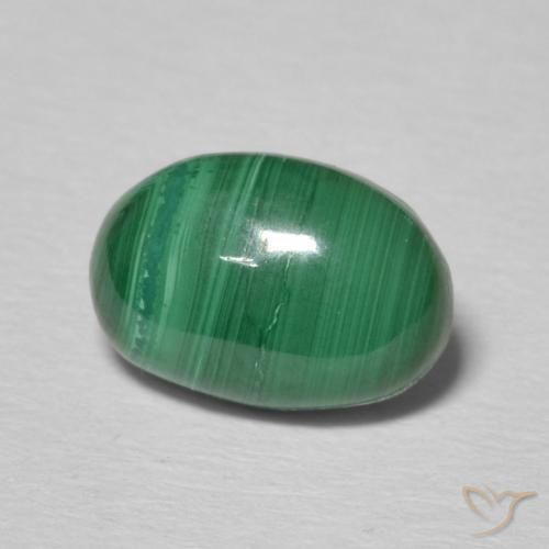 2.05 ct Green Malachite Stone, Natural Malachite in Oval Cabochon Shape for Sale