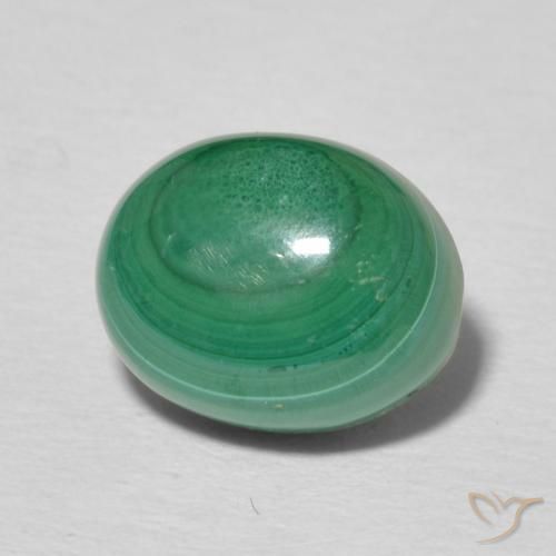 3.02 ct Green Malachite Stone, Natural Malachite in Oval Cabochon Shape for Sale