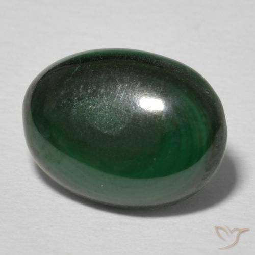 3.51 ct Green Malachite Stone, Natural Malachite in Oval Cabochon Shape for Sale