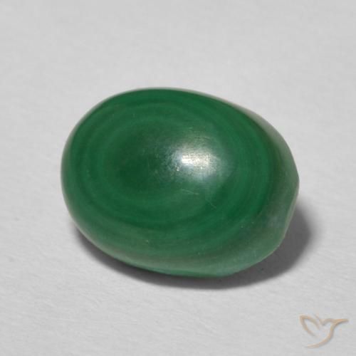 2.93 ct Green Malachite Stone, Natural Malachite in Oval Cabochon Shape for Sale