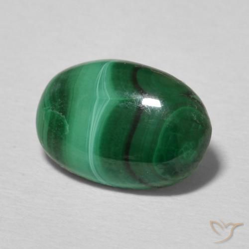 2.16 ct Green Malachite Stone, Natural Malachite in Oval Cabochon Shape for Sale