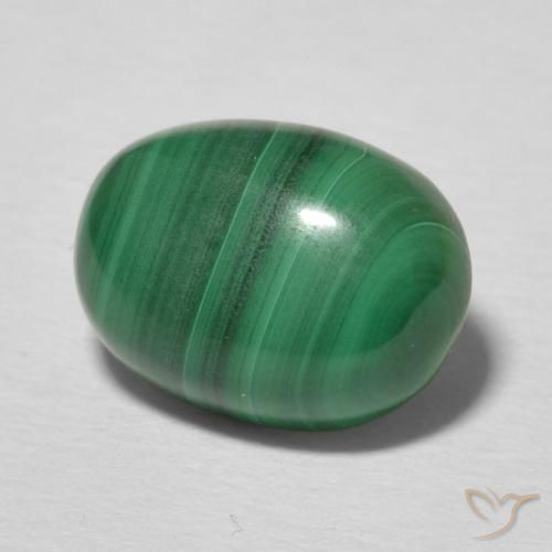 3.55 ct Green Malachite Stone, Natural Malachite in Oval Cabochon Shape for Sale