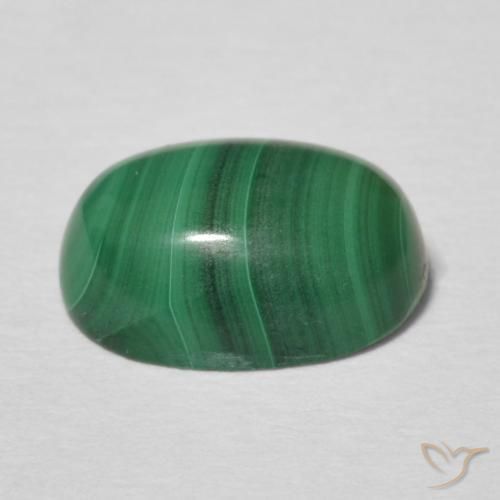 Malachite Gemstone in 10 x 7.4 mm Size for Sale, Malachite Stone in Medium Green Color