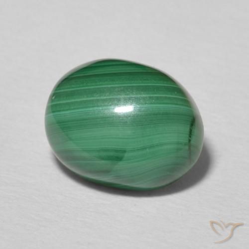 2.77 ct Green Malachite Stone, Natural Malachite in Oval Cabochon Shape for Sale