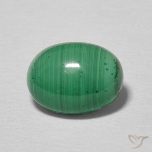 2.38 ct Green Malachite Gemstone, Malachite Gem in Oval Cabochon Shape for Sale.