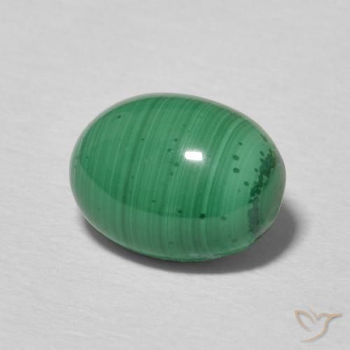 2.38 ct Green Malachite Stone, Natural Malachite in Oval Cabochon Shape for Sale