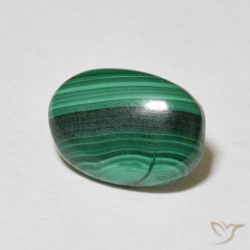 3.85 ct Green Malachite Stone, Natural Malachite in Oval Cabochon Shape for Sale