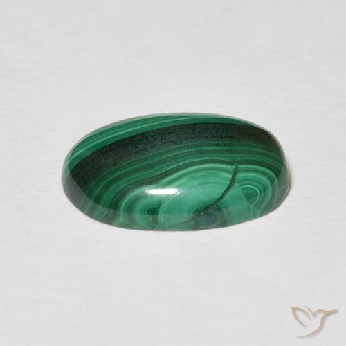 Malachite Gemstone in 12.3 x 8.6 mm Size for Sale, Malachite Stone in Dark Green Color