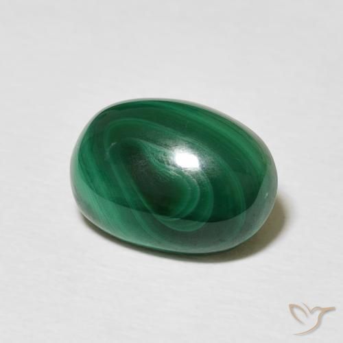3.34 ct Green Malachite Stone, Natural Malachite in Oval Cabochon Shape for Sale