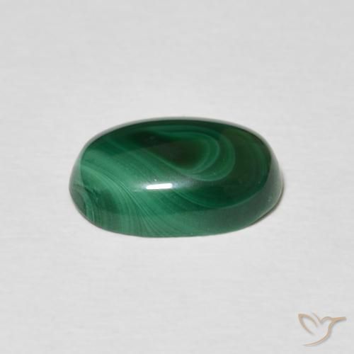 Malachite Gemstone in 10.7 x 7.8 mm Size for Sale, Malachite Stone in Medium Green Color