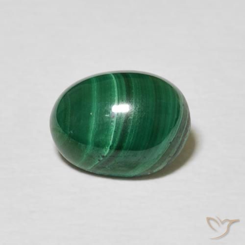 2.59 ct Green Malachite Gemstone, Malachite Gem in Oval Cabochon Shape for Sale.