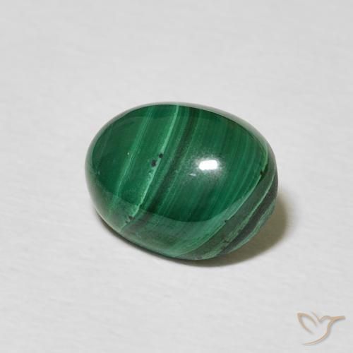 2.59 ct Green Malachite Stone, Natural Malachite in Oval Cabochon Shape for Sale