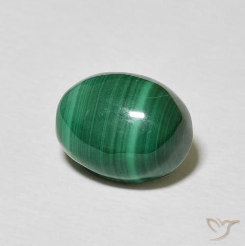 5.17 ct Green Malachite Stone, Natural Malachite in Oval Cabochon Shape for Sale