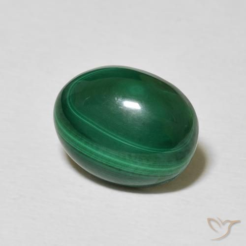 5.40 ct Green Malachite Stone, Natural Malachite in Oval Cabochon Shape for Sale