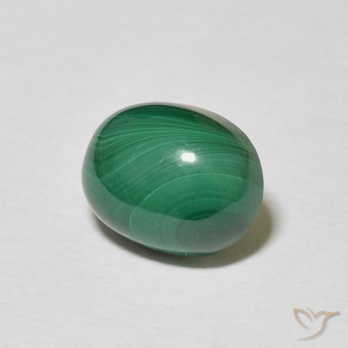 5.16 ct Green Malachite Stone, Natural Malachite in Oval Cabochon Shape for Sale