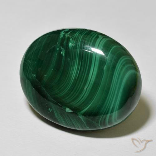 52.50 ct Green Malachite Stone, Natural Malachite in Oval Cabochon Shape for Sale