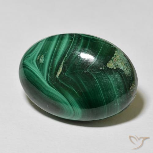 33.15 ct Green Malachite Stone, Natural Malachite in Oval Cabochon Shape for Sale