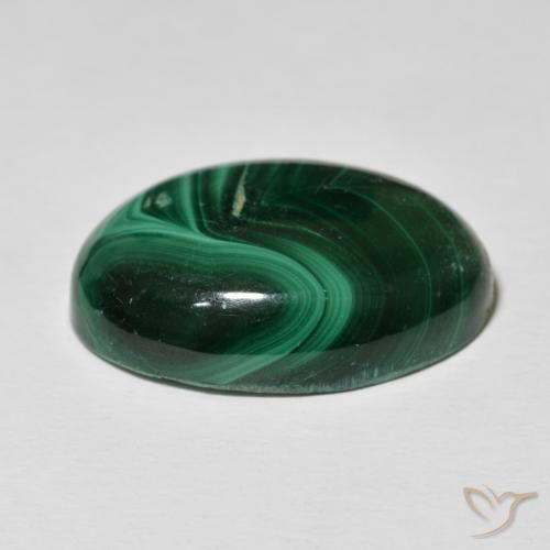 Malachite Gemstone in 23.9 x 17.1 mm Size for Sale, Malachite Stone in Dark Green Color
